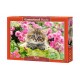 Puzzle 500 el. Kitten in Flower Garden - Kotek na tle kwiatów