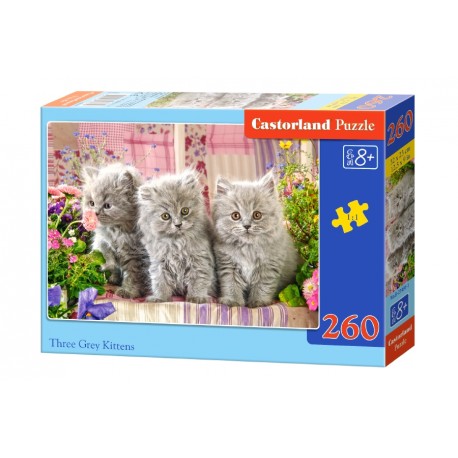 Puzzle 260 el. Three grey kittens - Trzy szare koty