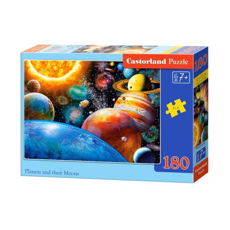 Puzzle 180 el. Planets and their moons - Planety i ich księżyce